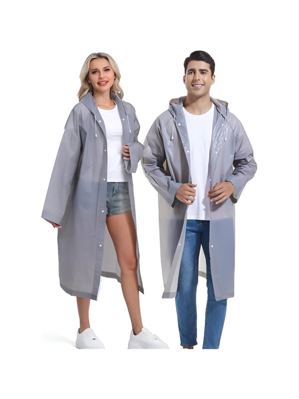 2PCS Borogo Rain Coats for Adults - Reusable Rain Jackets for Men & Women